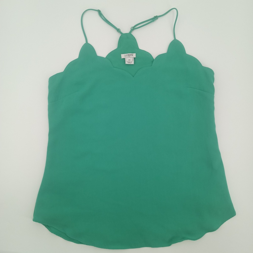 J.Crew Green Scalloped Racerback Top Adjustable Straps Womens 00